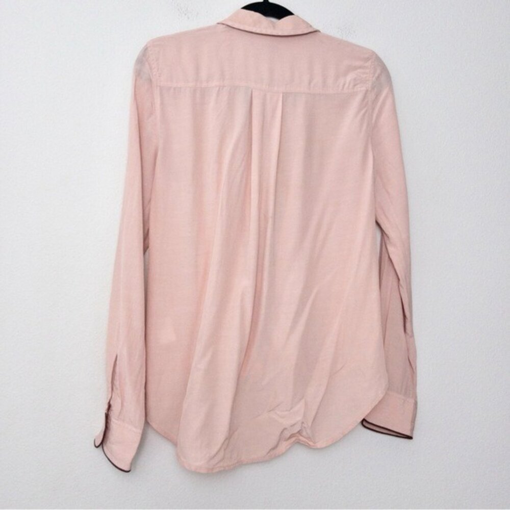 rag & bone Dean Drape Front Blouse Shirt S Dusty Rose Twist Faux Wrap - Picture 11 of 13